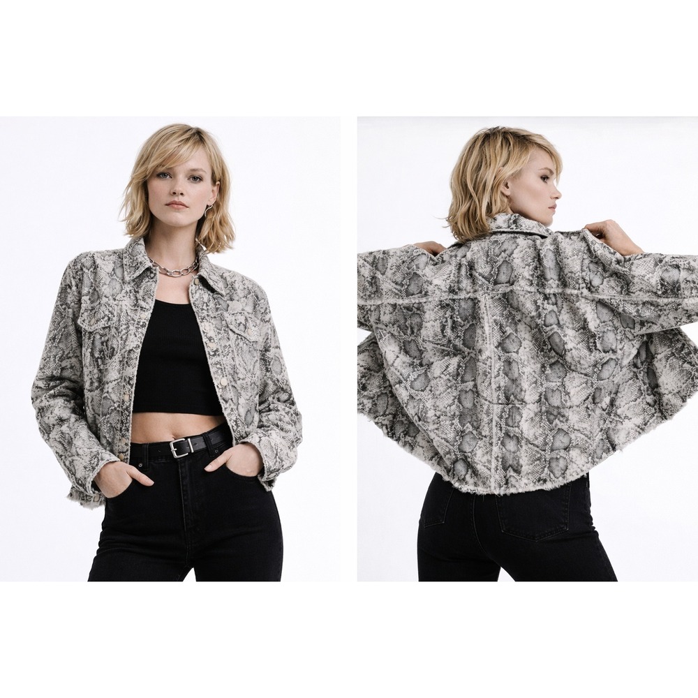 Zara Shaket Studs Snake Animal Print 100% Cotton Small Pockets Edgy‎ Modern